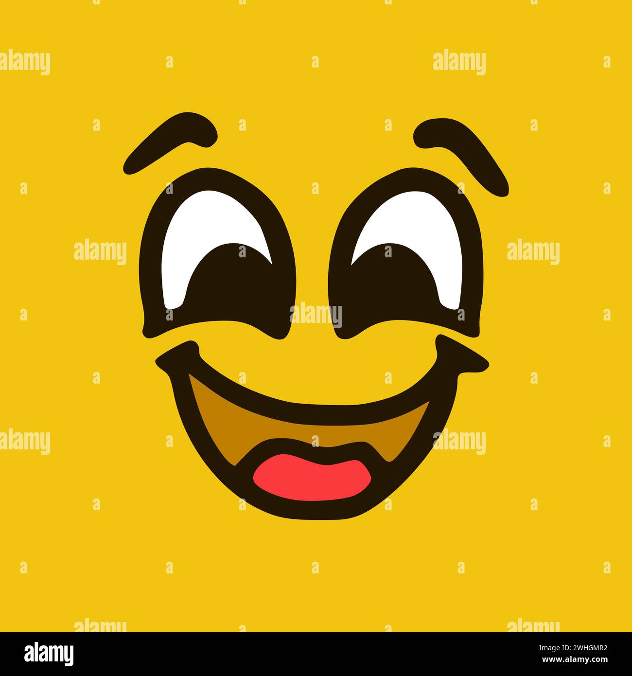 Bonne humeur. Expressions de visage de dessin animé. Illustration de la bouche et des yeux des personnages Doodle. Banque D'Images