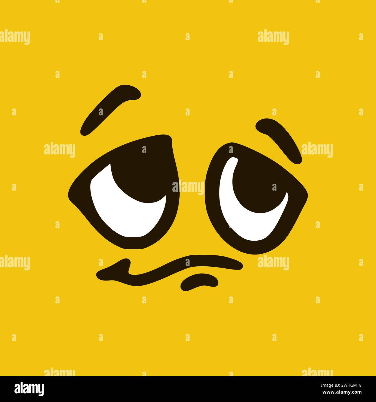 Face attristée. Expressions de visage de dessin animé. Illustration de la bouche et des yeux des personnages Doodle. Banque D'Images