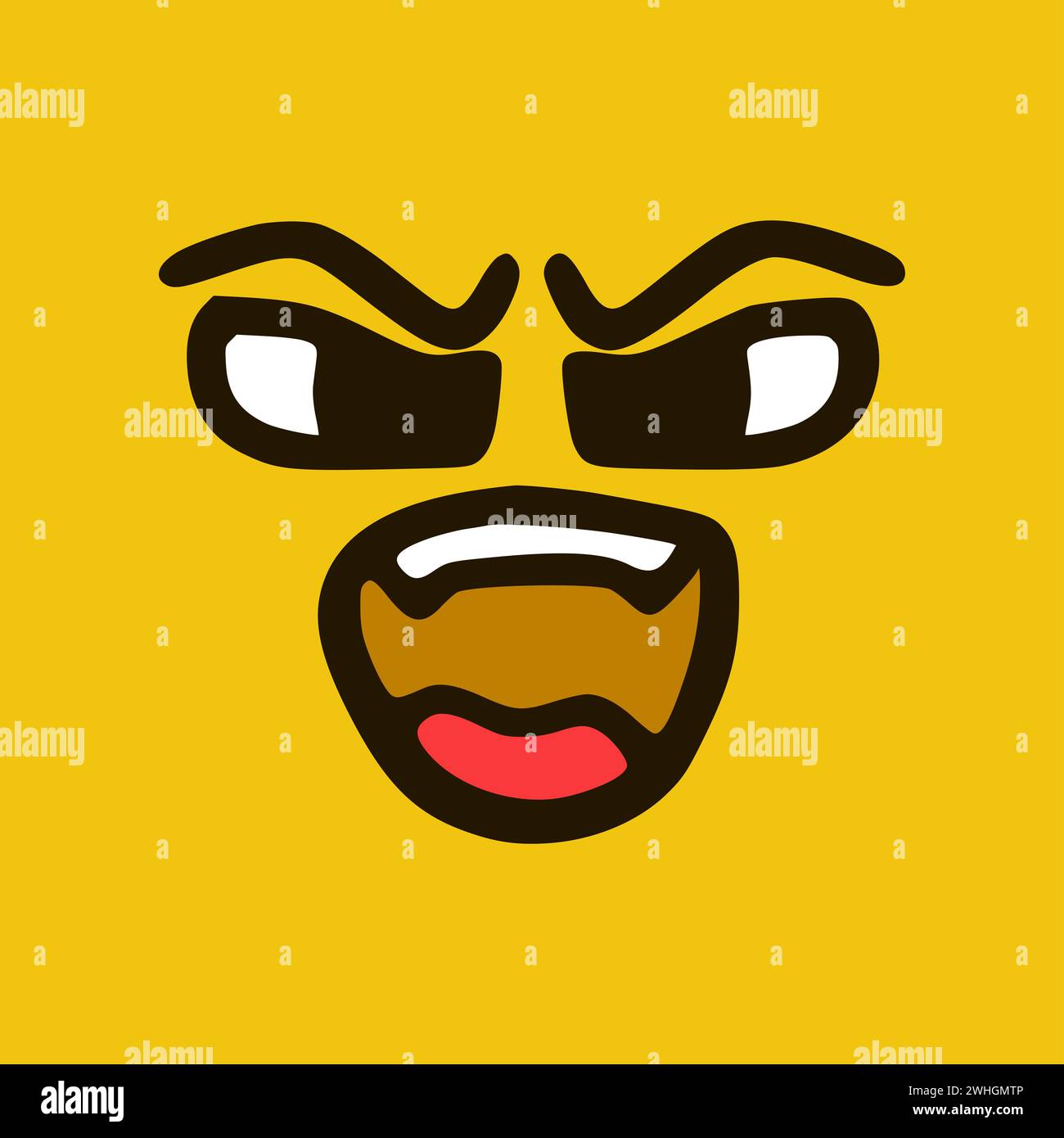 Face en colère. Expressions de visage de dessin animé. Illustration de la bouche et des yeux des personnages Doodle. Banque D'Images