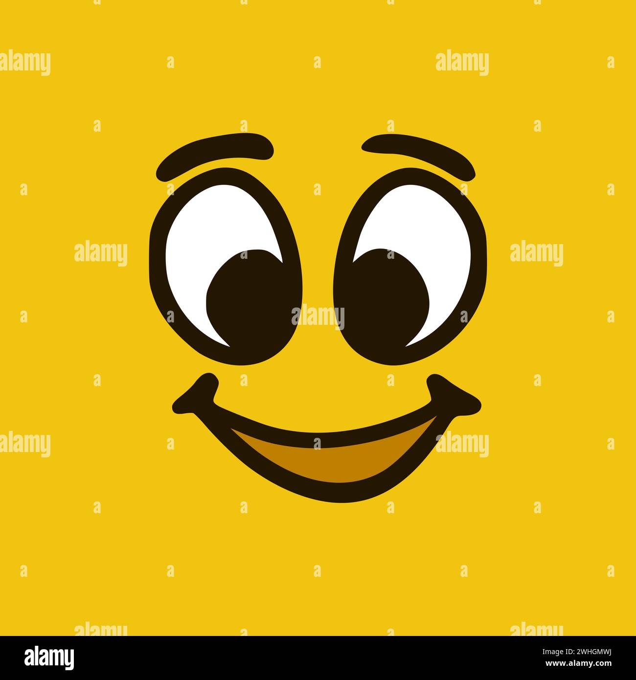 Bonne humeur. Expressions de visage de dessin animé. Illustration de la bouche et des yeux des personnages Doodle. Banque D'Images