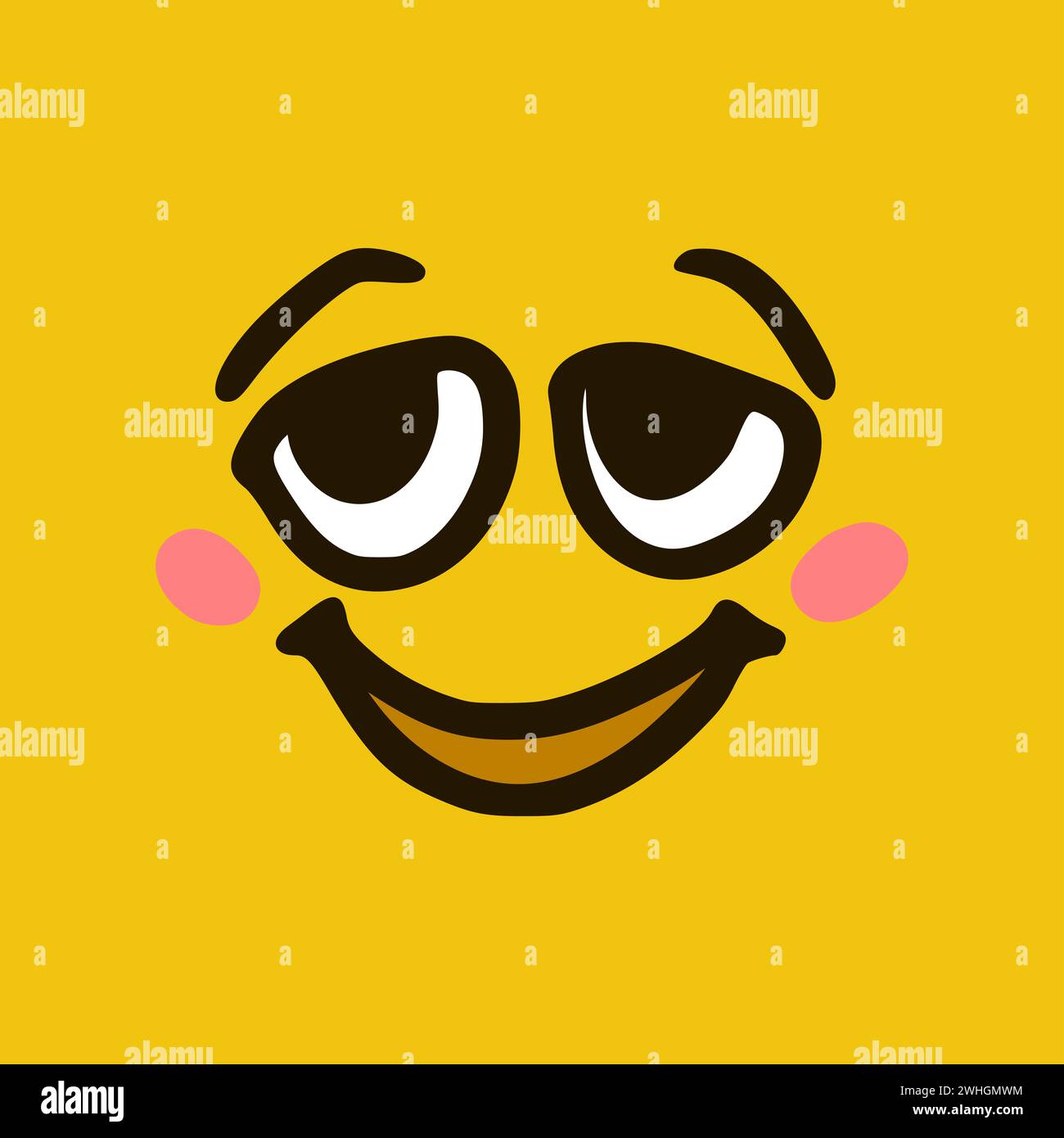 Joli visage heureux. Expressions de visage de dessin animé. Illustration de la bouche et des yeux des personnages Doodle. Banque D'Images