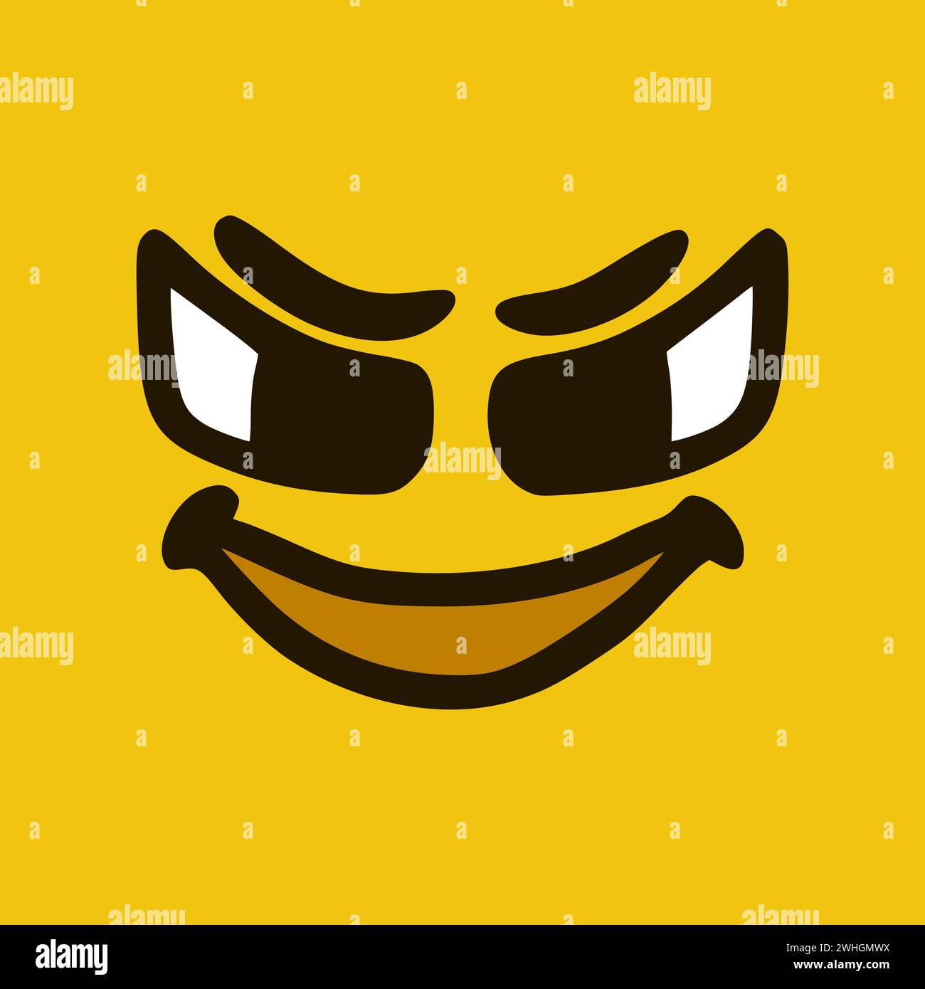 Mal ou visage en colère. Expressions de visage de dessin animé. Illustration de la bouche et des yeux des personnages Doodle. Banque D'Images