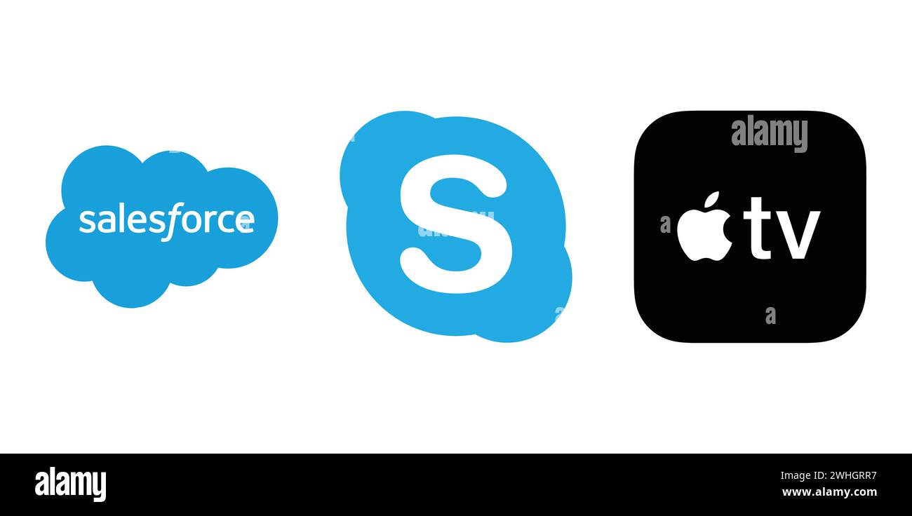 Salesforce, Skype, Apple TV. Emblème de marque éditoriale. Illustration de Vecteur