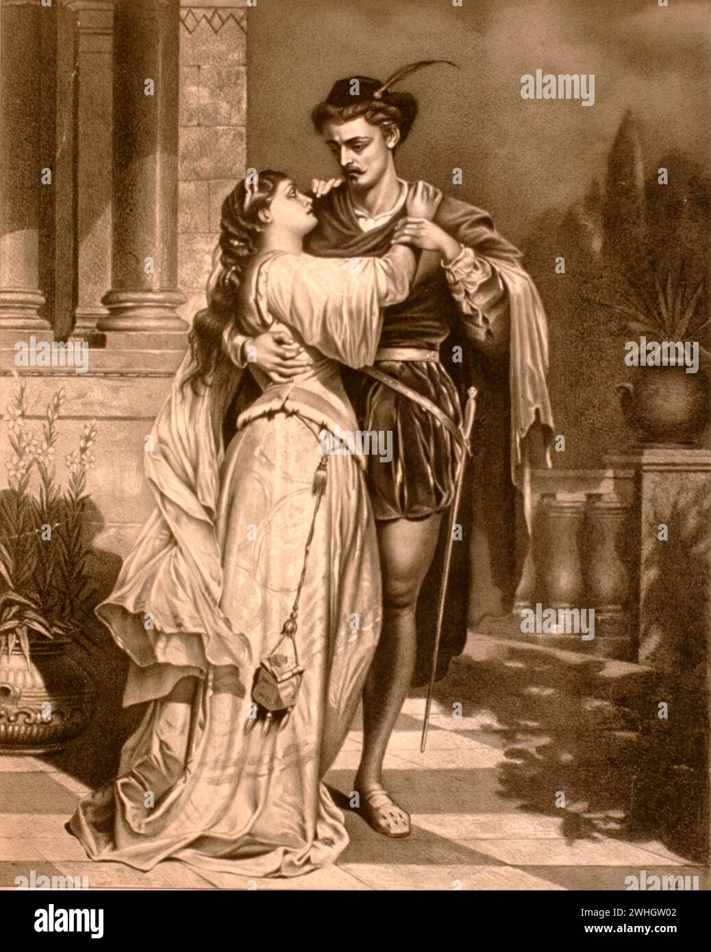 Roméo et Juliette - affiche théâtrale 1879 Banque D'Images