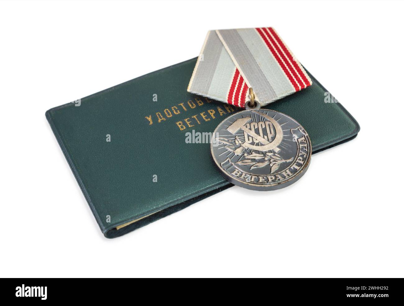 Prix soviétiques aux travailleurs. Certificat avec inscription : certificat de vétérans et une médaille avec l'insc Banque D'Images