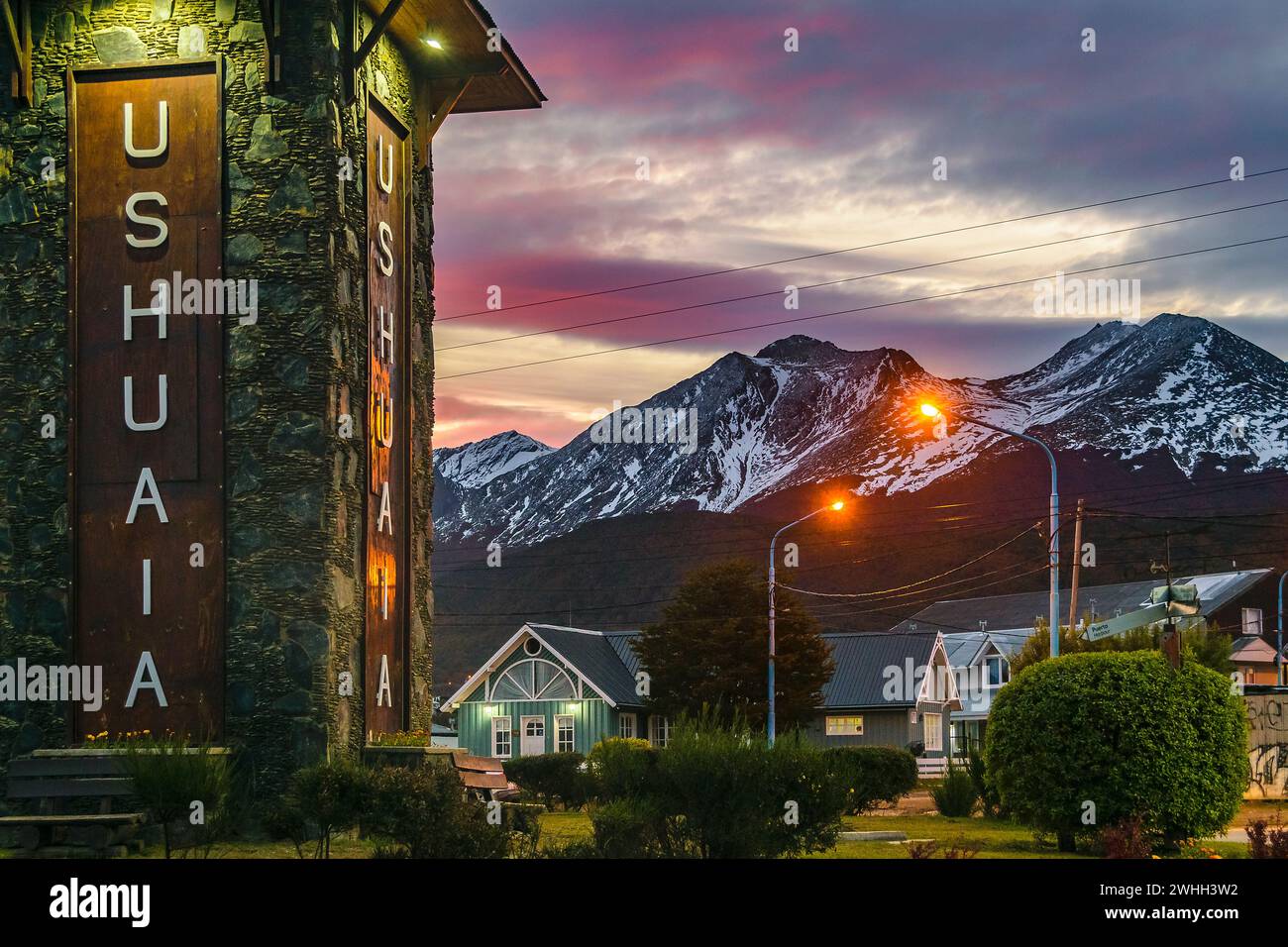 Entrée du portail de bienvenue d'Ushuaia Banque D'Images