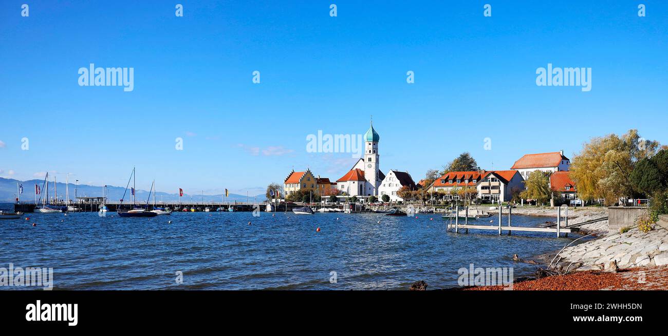 La ville de Wasserburg au lac de Constance, Bavière en Allemagne, Europe Banque D'Images