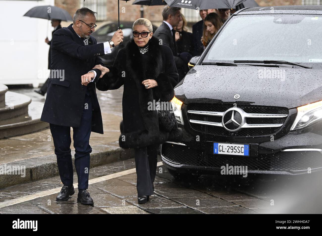 Marina Doria al funerale di Vittorio Emanuele di Savoia (86 anni) nel Duomo di Torino, Basilica Cattedrale Metropolitana di San Giovanni Battista.Vittorio Emanuele di Savoia (morto il 3 febbraio 2024 nella sua casa di Ginevra) Figlio di Umberto II (ultimo re d'Italia) e di Maria del Belgio. Cronaca - Torino, Italia - Sabato 10 febbraio 2024 (Foto di Fabio Ferrari/LaPresse) Marina Doria aux funérailles de Vittorio Emanuele de Savoie (86 ans) à la Cathédrale de Turin, Cathédrale métropolitaine Basilique San Giovanni Battista. Vittorio Emanuele de Savoie (décédé le 3 février 2024 dans sa maison de Gen Banque D'Images