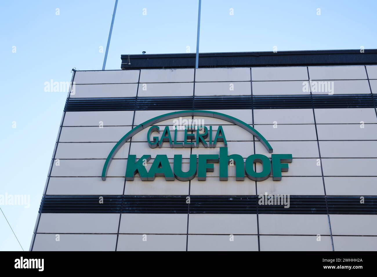 Façade avec chant et logo de Galeria Kaufhof Banque D'Images