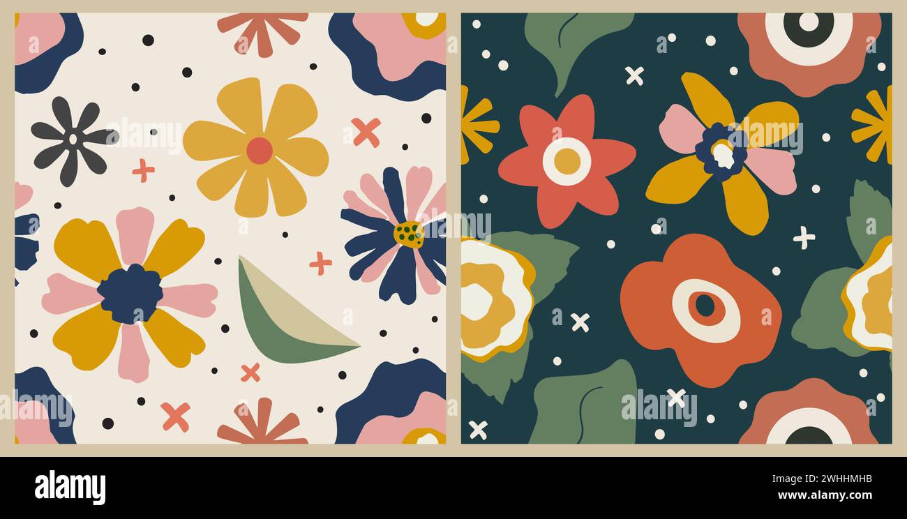 Motif floral tendance sans couture dans un style rétro. Illustration de Vecteur