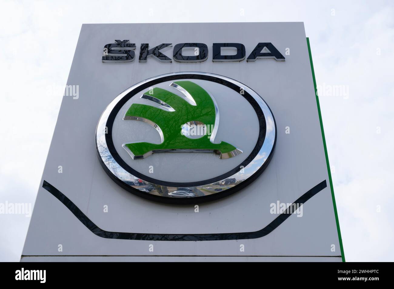 Skoda, signe avec logo Banque D'Images