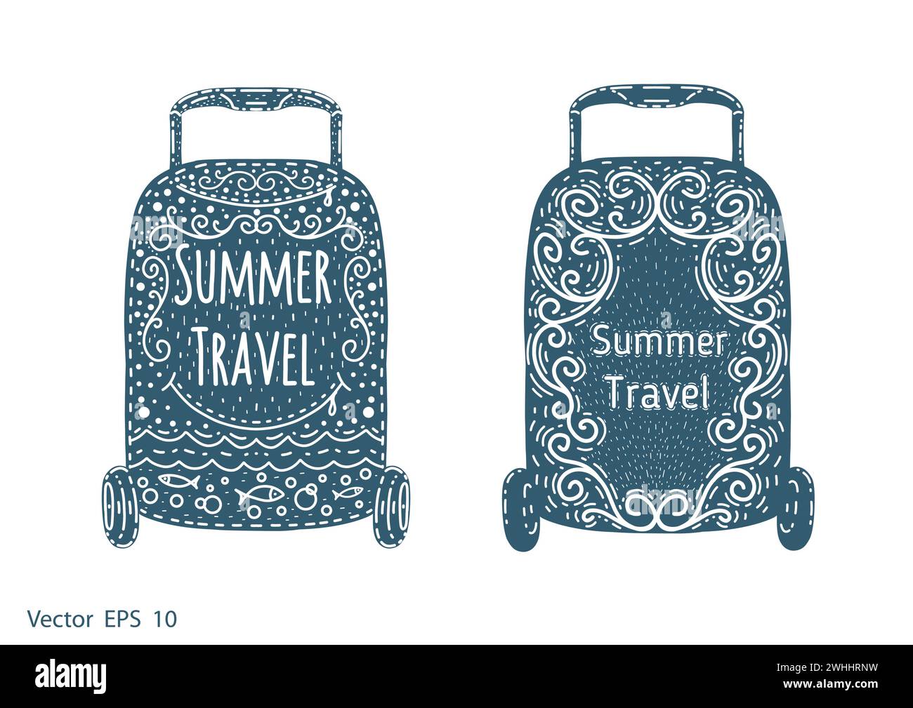 Ensemble de valises dessinées.bagages pour le voyage et les vacances d'été .illustration vectorielle . Illustration de Vecteur