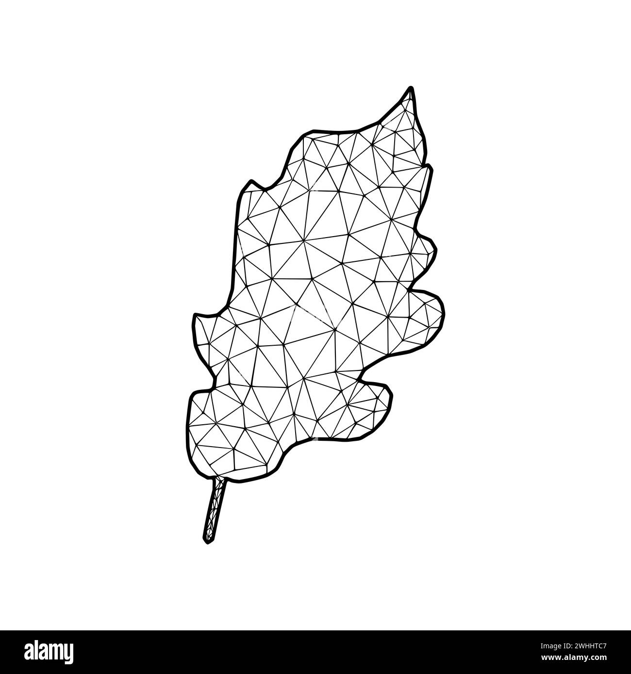 Illustration vectorielle Oak Leaf de style polygonal, isolée sur fond blanc Banque D'Images