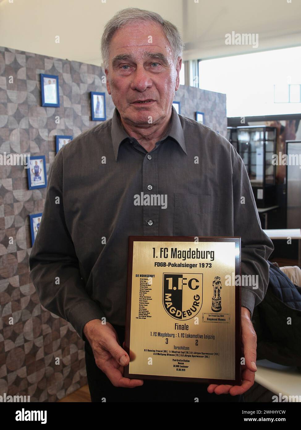 Le footballeur GDR Siegmund Mewes à 50 ans de victoire en coupe FDGB 1er FC Magdeburg le 05/01/2023 Banque D'Images