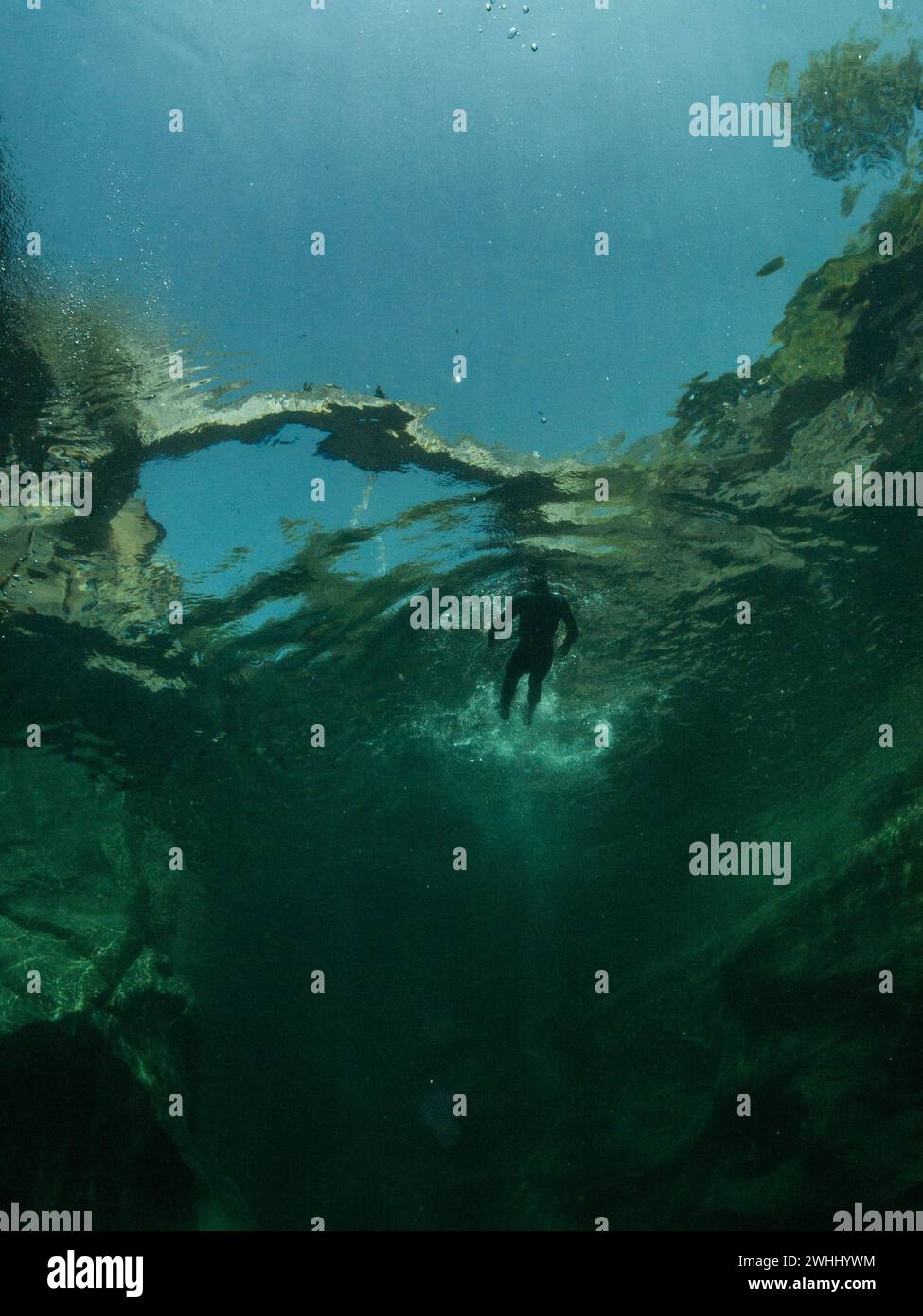 Photographie sous-marine, rivière Verzasca, Tessin, Suisse Banque D'Images