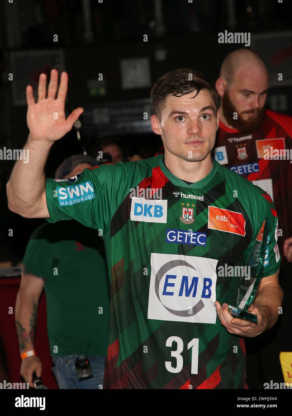 Kay Smits SC Magdeburg honoré comme meilleur buteur de l'équipe de handball SCM lors de la saison 2022-23 Banque D'Images