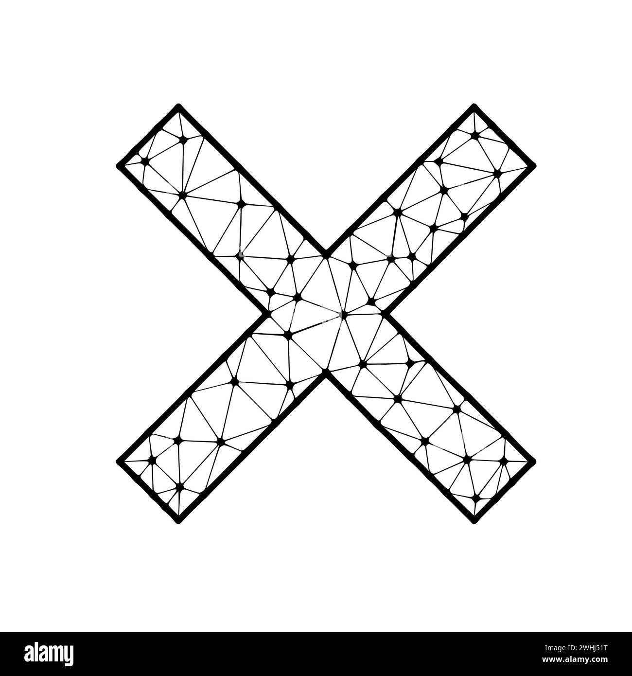 Icône de vecteur polygonal croisé isolée sur fond blanc. Banque D'Images