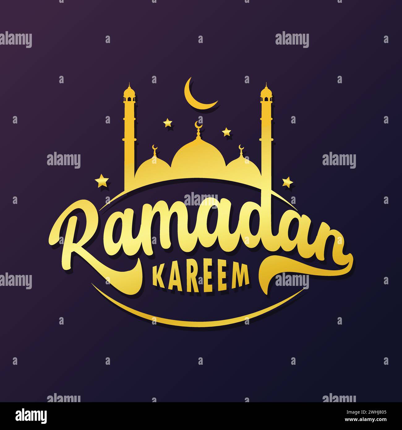 Ramadan Kareem carte de voeux vecteur lettrage illustration. Ramadan aussi appelé Ramazan, Ramzan, Ramadhan est musulman dans le monde entier un mois de jeûne. Illustration de Vecteur