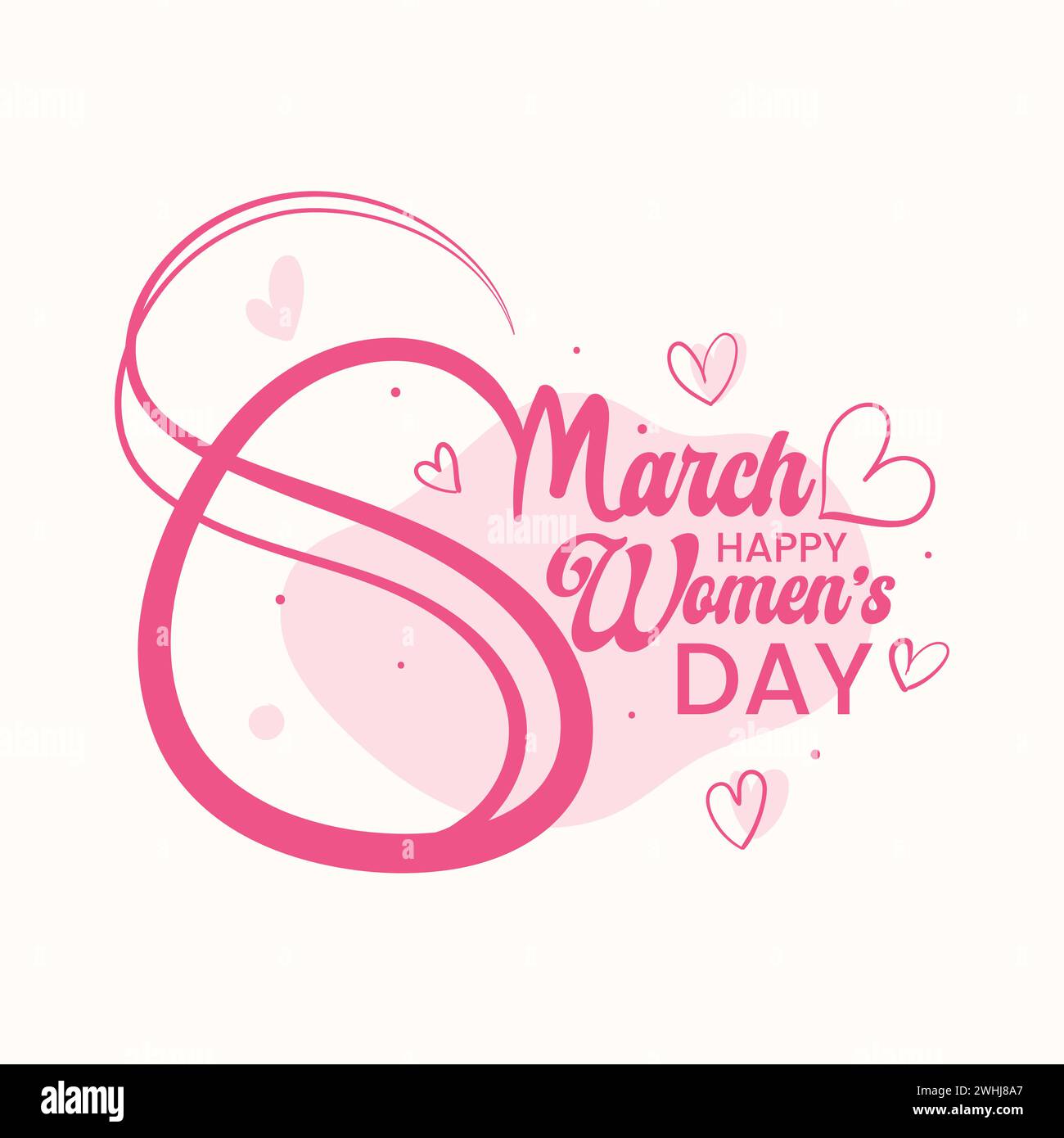 Illustration de typographie vectorielle dessinée à la main 8 mars pour la Journée internationale de la femme. Couleur rose dessinée à la main numéro 8 illustration. Affiche pour la journée des femmes Illustration de Vecteur