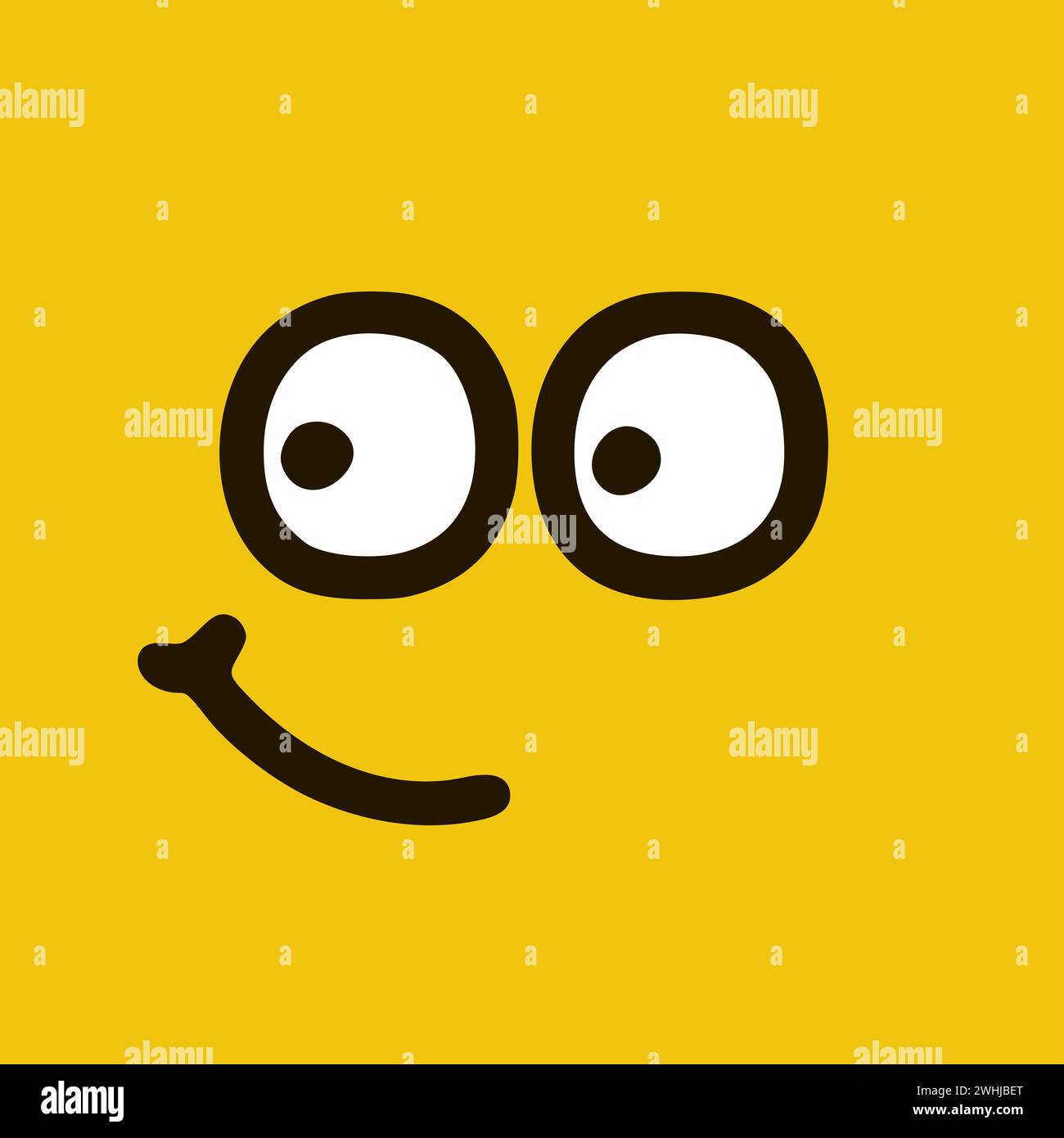 Bonne émoticône avec style doodle. Expressions de visage de dessin animé isolées sur fond jaune Banque D'Images