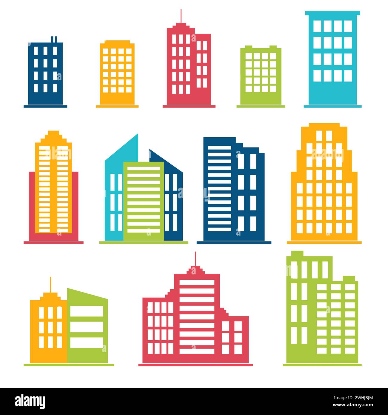 Icônes de bâtiment définies en couleur. Illustration vectorielle Illustration de Vecteur