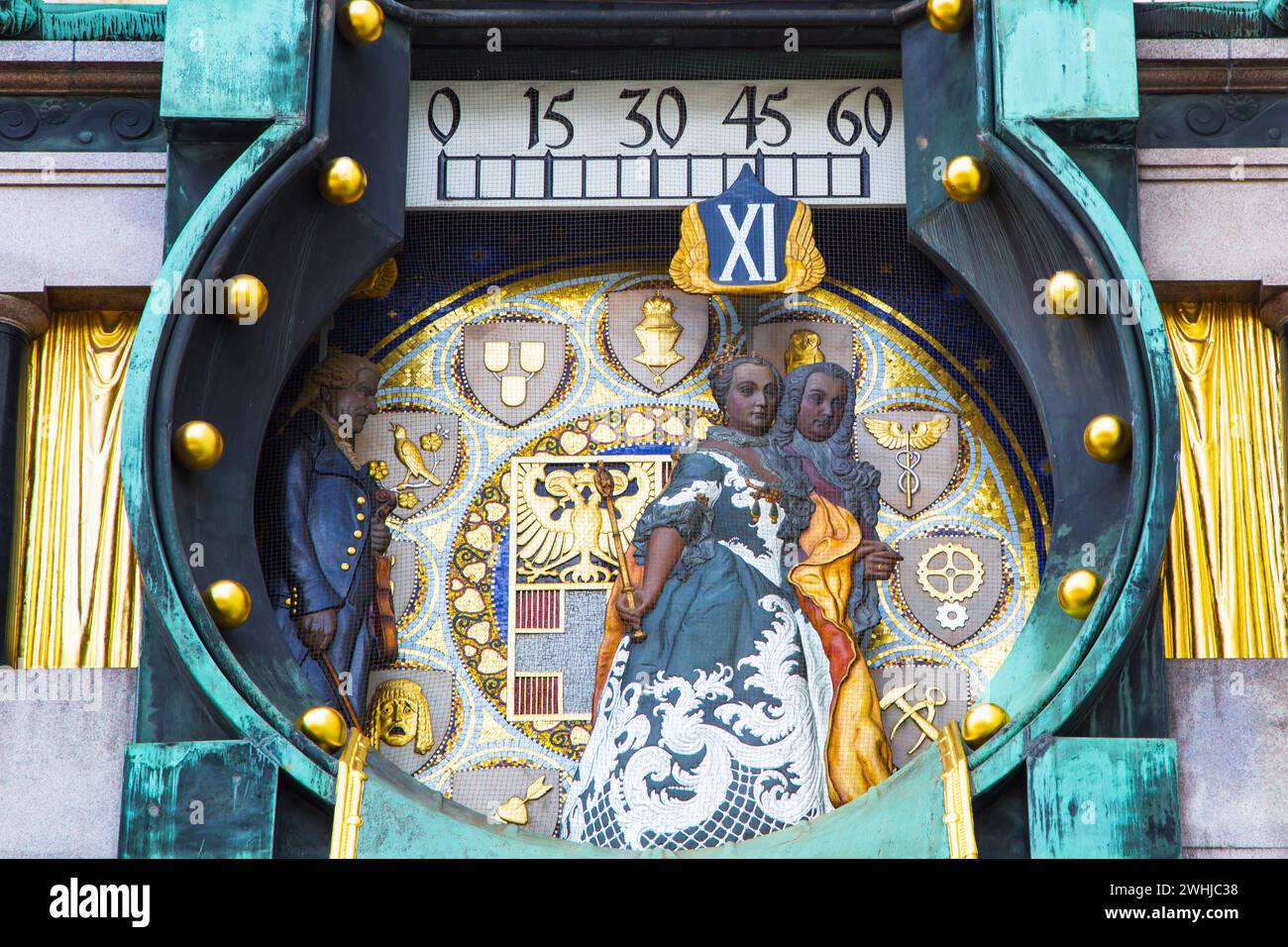 Jugendstil Ankeruhr horloge de Vienne, Autriche Banque D'Images