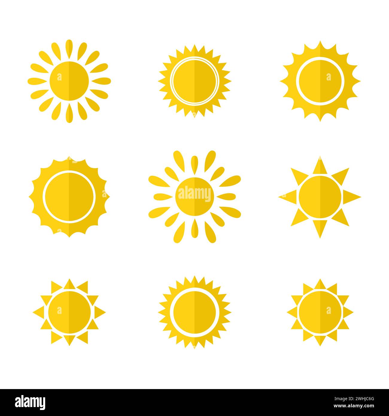 Ensemble vectoriel d'icônes de soleil. Illustration vectorielle Illustration de Vecteur