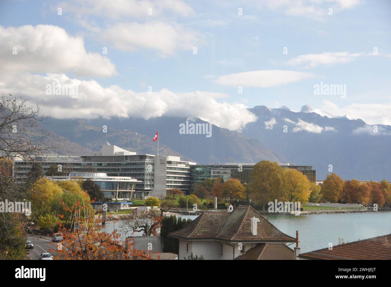 Suisse : Nestlé Headquartier in Vevey at Lake Geneva | Vevey : Der Hauptsitz des Nahrungsmittel-Multis Nestlé am Genfersee Banque D'Images