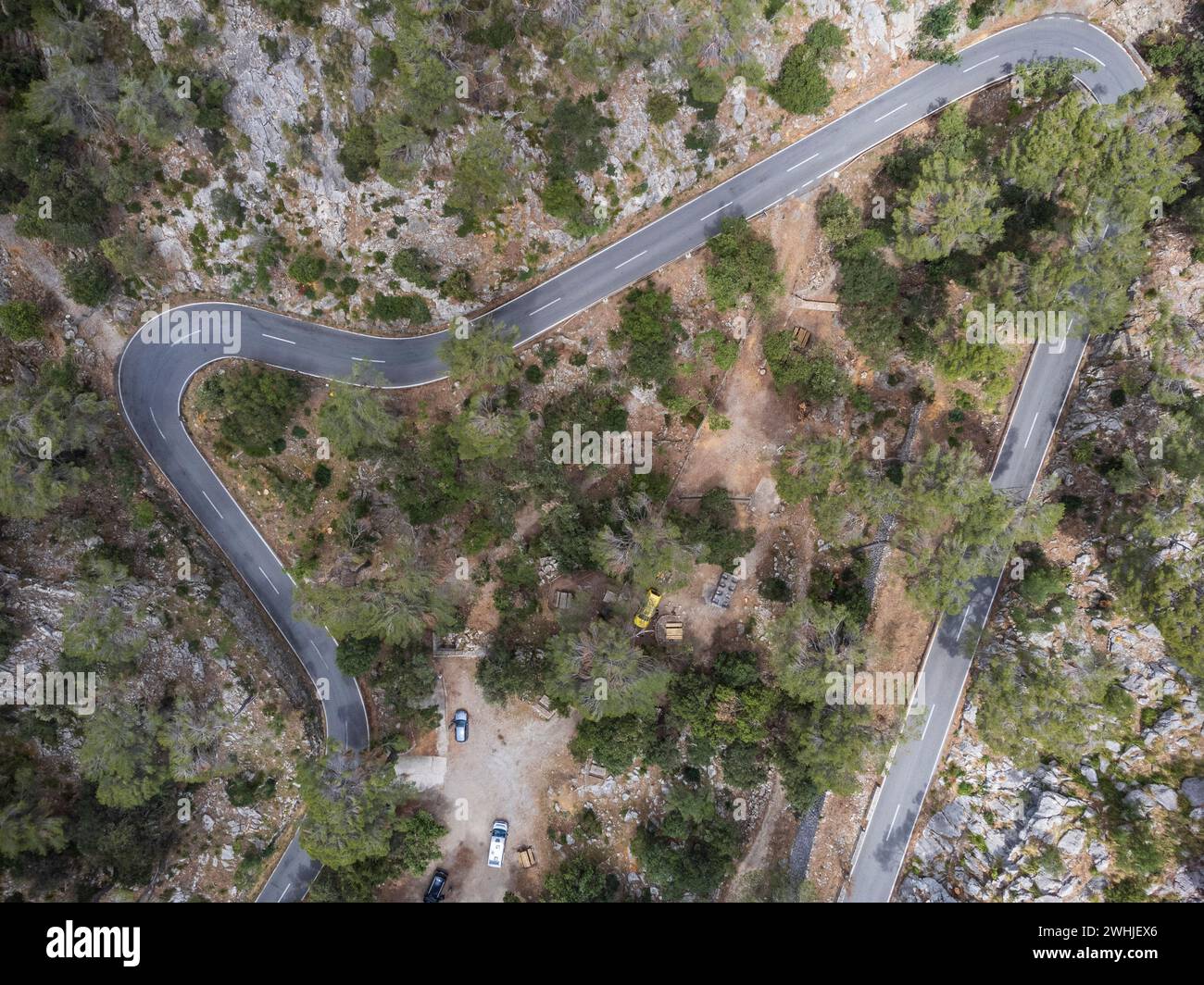 Cyclistes montant la route de lluc Banque D'Images