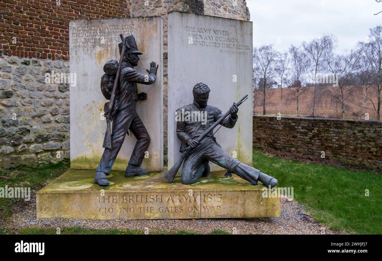 Mémorial aux soldats britanniques qui ont combattu et sont morts à la bataille de Waterloo Banque D'Images