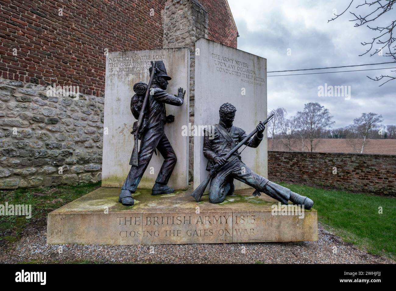 Mémorial aux soldats britanniques qui ont combattu et sont morts à la bataille de Waterloo Banque D'Images