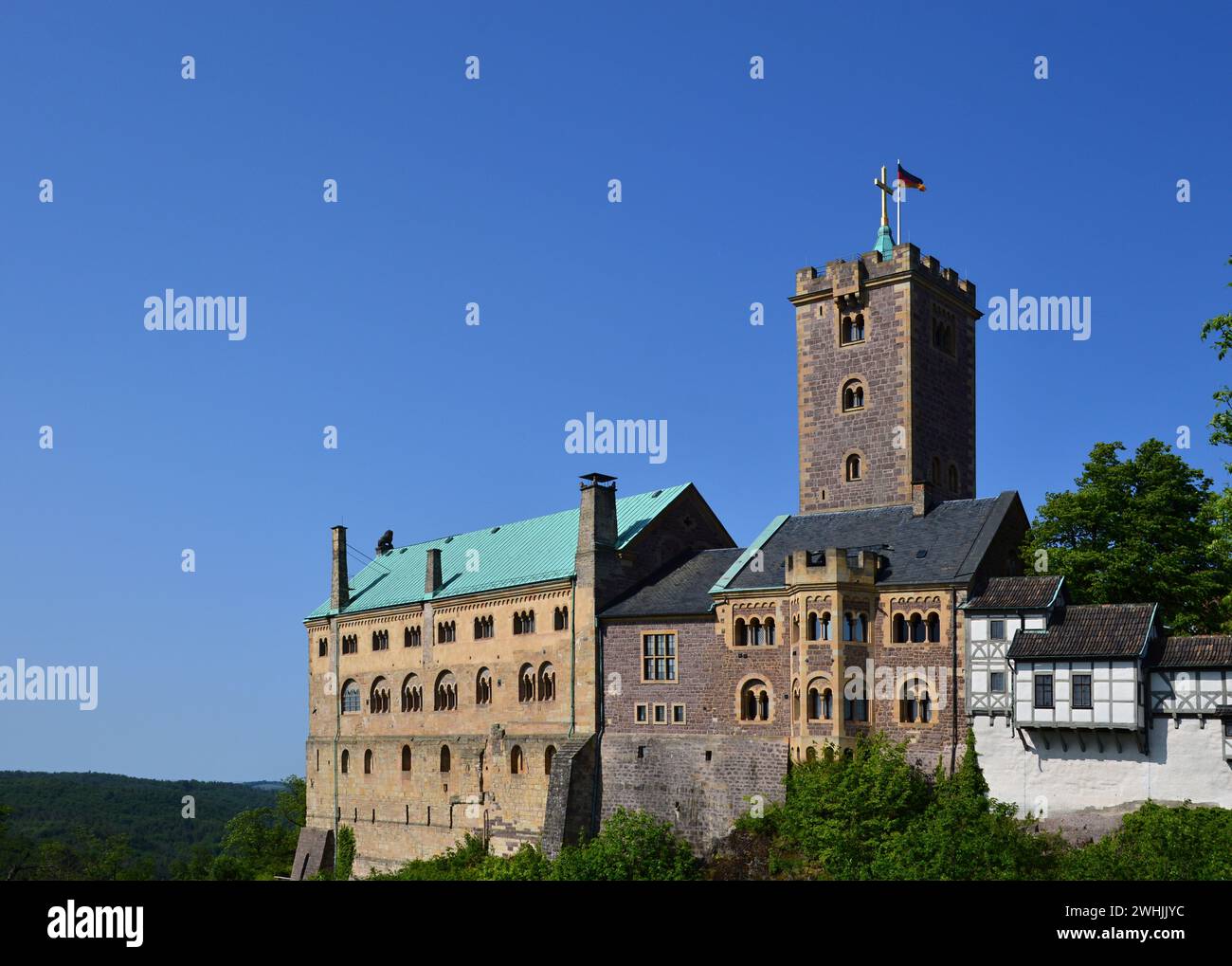 Château historique Wartburg près de la ville Eisenach, Thuringe Banque D'Images