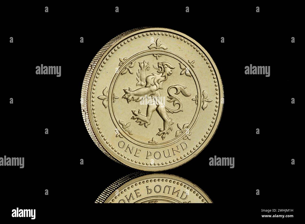 1994 Royaume-Uni pièce de 1 £ représentant un Lion écossais rampant et la reine Elizabeth II Banque D'Images