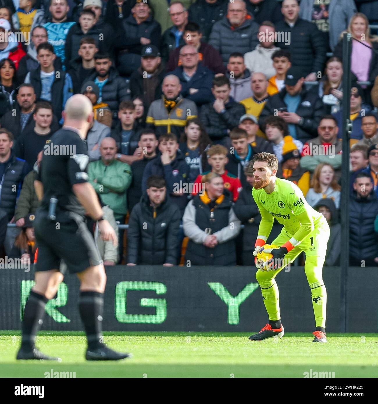 Wolverhampton, Royaume-Uni. 10 février 2024. Le gardien des Wolves, José Sá, photographié lors du match de premier League entre Wolverhampton Wanderers et Brentford à Molineux, Wolverhampton, Angleterre, le 10 février 2024. Photo de Stuart Leggett. Utilisation éditoriale uniquement, licence requise pour une utilisation commerciale. Aucune utilisation dans les Paris, les jeux ou les publications d'un club/ligue/joueur. Crédit : UK Sports pics Ltd/Alamy Live News Banque D'Images