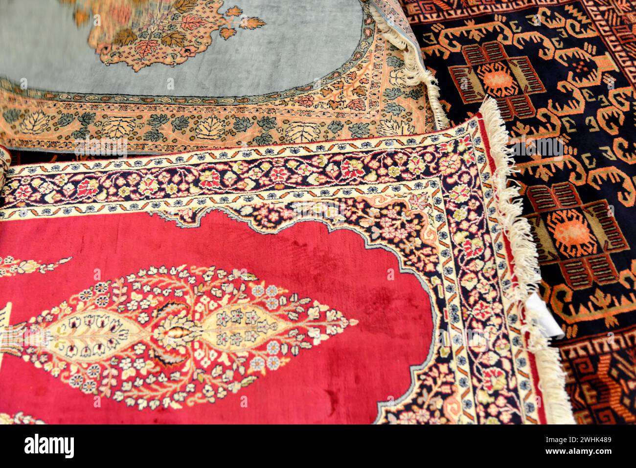 Tissage de tapis, artisanat à Madurai, Inde du Sud, Inde Banque D'Images