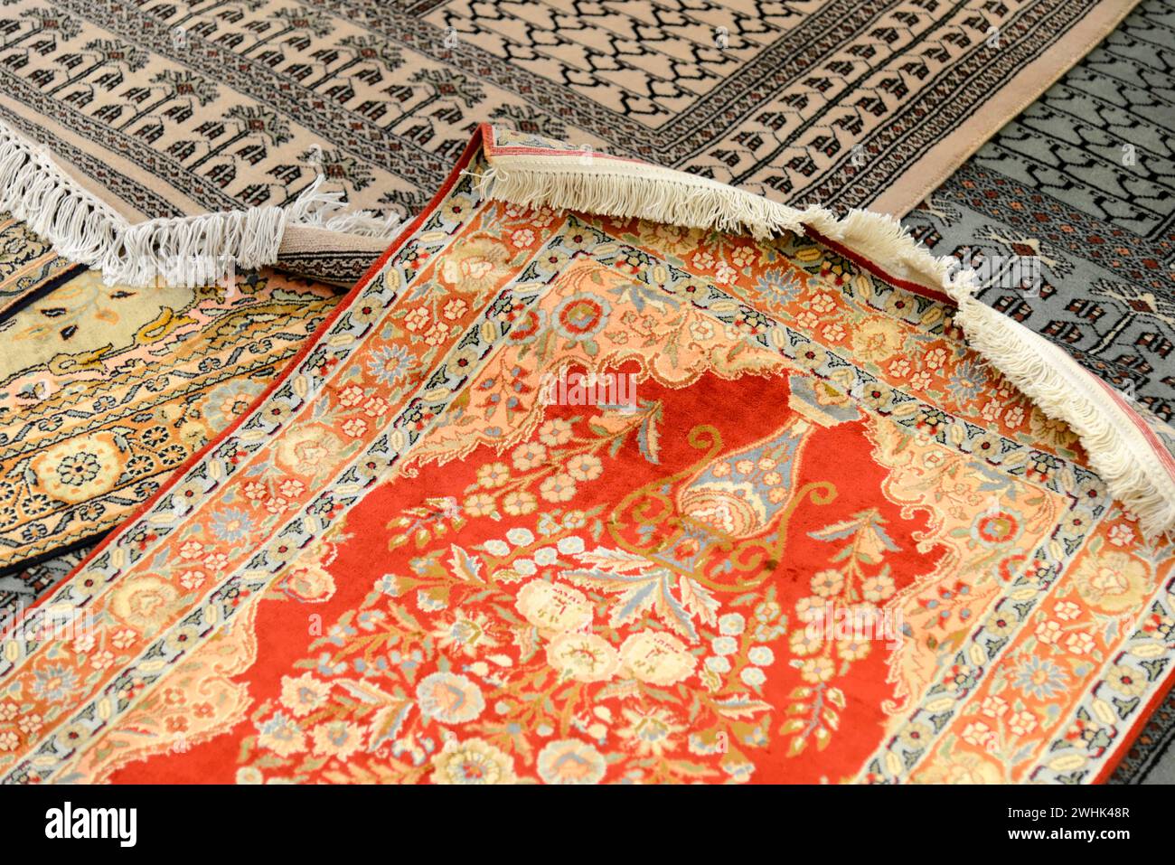 Tissage de tapis, artisanat à Madurai, Inde du Sud, Inde Banque D'Images