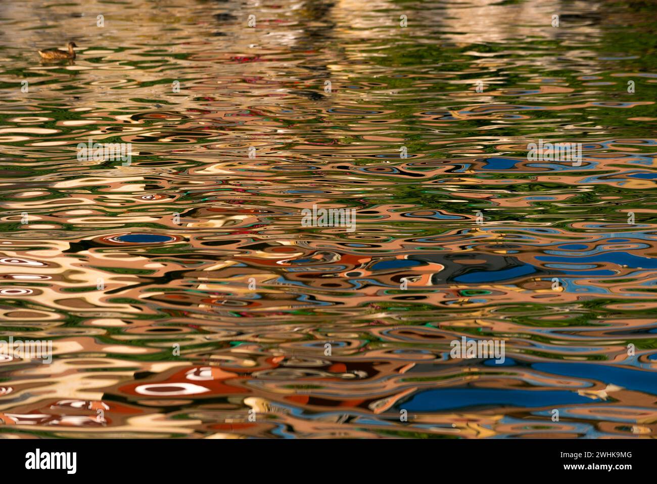 Réflexion dans la surface de l'eau, lac, eaux, eau, mouvement, jeu de lumière, vagues, couleur, texture, fond, abstrait, art, réflexion Banque D'Images