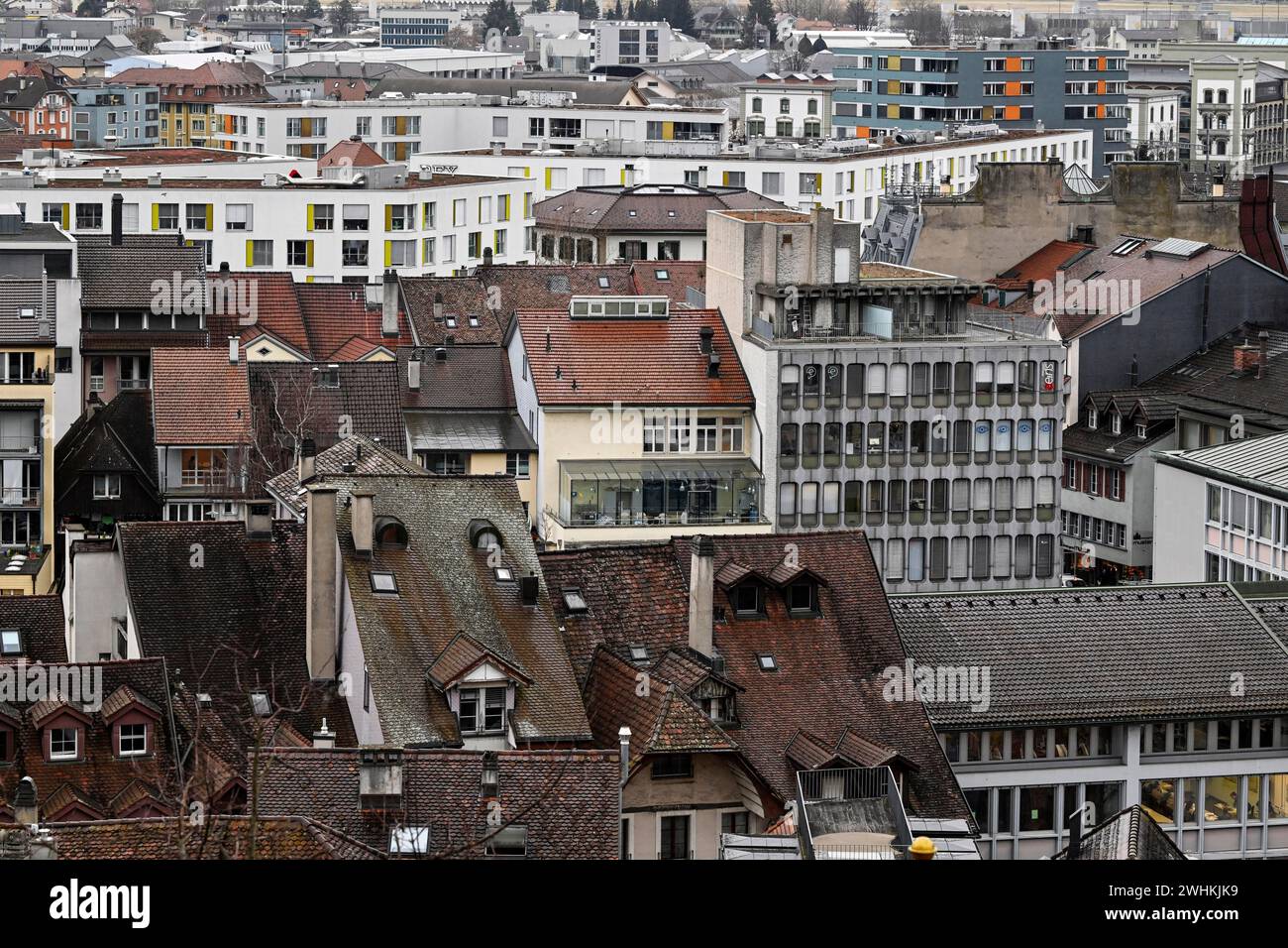 Développement de bâtiments résidentiels et de toits Banque D'Images