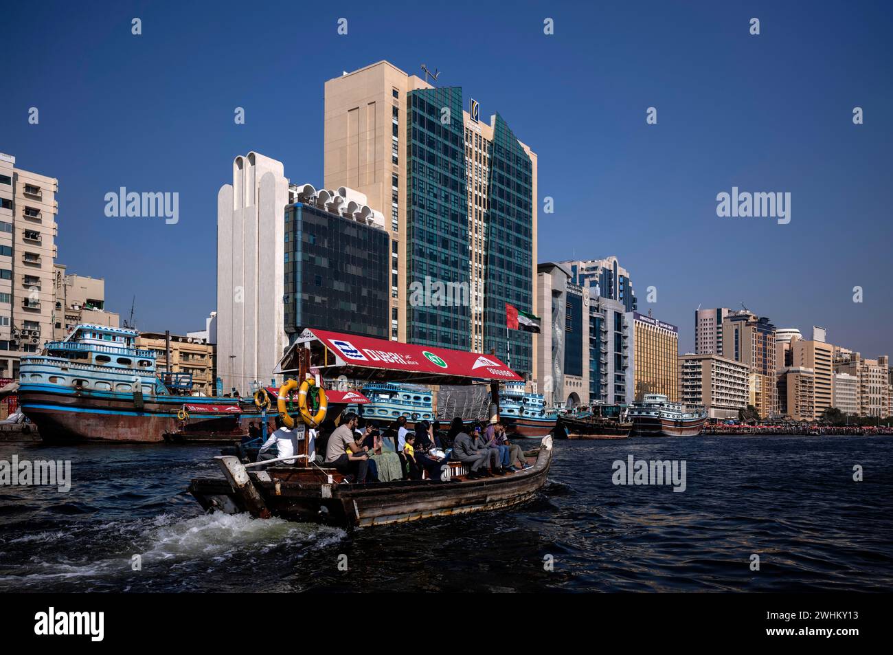 Abra bateau taxi, transport de passagers, Dubai Creek, RTA, transport, Deira, Dubaï, Émirats arabes Unis, VAR Banque D'Images