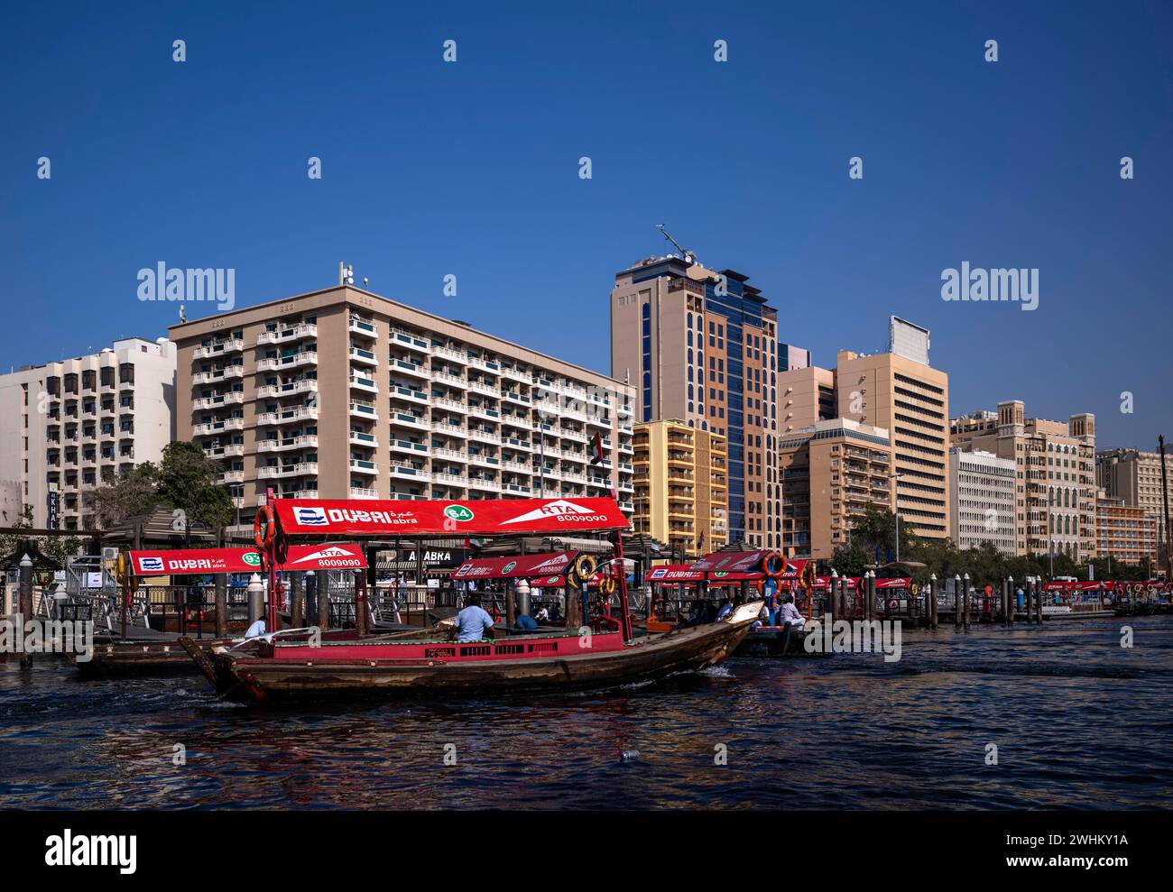Abra bateau taxi, transport de passagers, Dubai Creek, RTA, transport, Deira, Dubaï, Émirats arabes Unis, VAR Banque D'Images