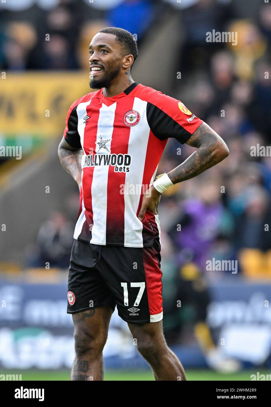Ivan Toney de Brentford, lors du match de premier League Wolverhampton Wanderers vs Brentford à Molineux, Wolverhampton, Royaume-Uni, le 10 février 2024 (photo de Cody Froggatt/News images) Banque D'Images