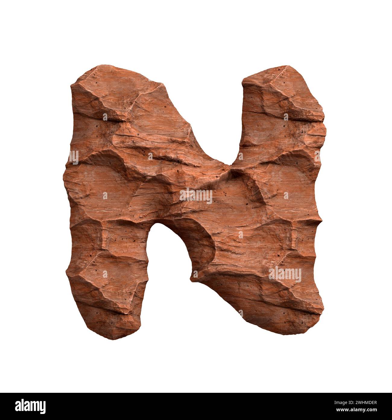 Desert Sandstone lettre N - Capital 3d Red Rock font - convient pour l'Arizona, la géologie ou les sujets liés au désert Banque D'Images