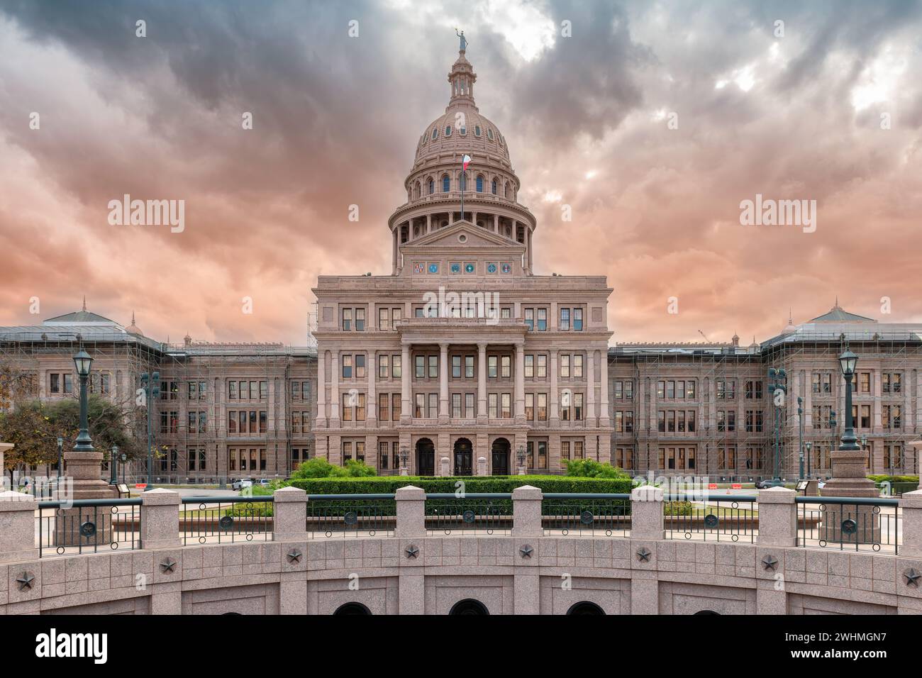 Le Texas State Capitol Building au coucher du soleil à Austin, Texas, États-Unis. Banque D'Images