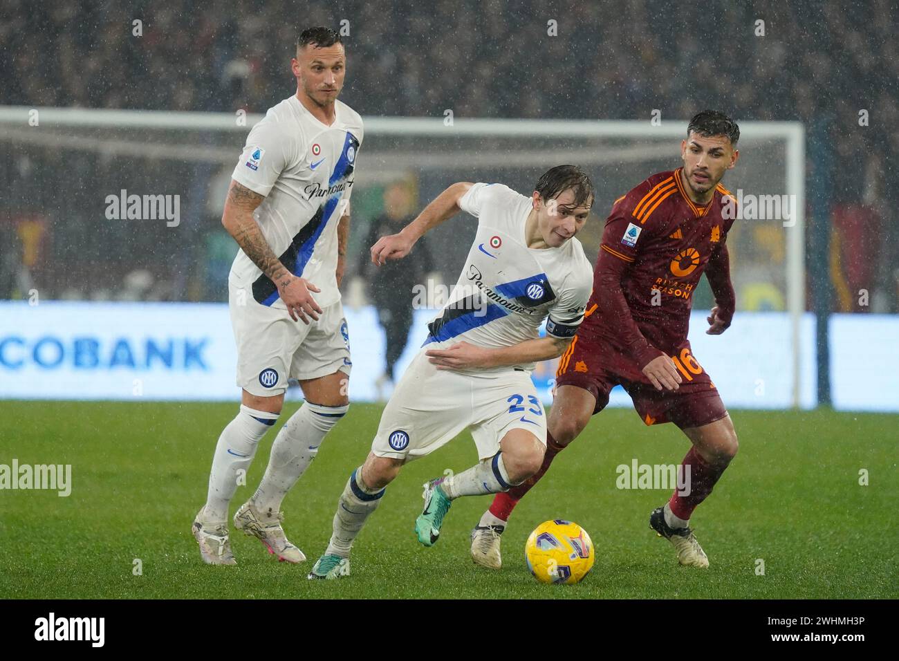 Roma, Rome, Italie. 10 février 2024. 24ème jour du Championnat d'Italie de Serie A entre A.S:Roma VS Inter F.C. le 10 février 2024 au stade Olympique, Rome, italie (crédit image : © Stefano D'Offizi/ZUMA Press Wire) USAGE ÉDITORIAL SEULEMENT! Non destiné à UN USAGE commercial ! Banque D'Images