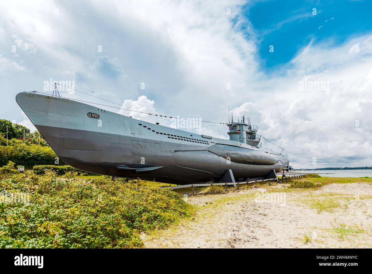 U-boat U 995 sur la plage de Laboe. Sous-marin allemand U-995, type VIIC 41 U-Boat Banque D'Images