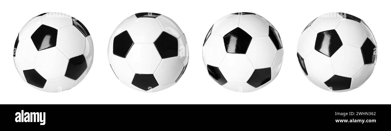 Ballon de football isolé sur blanc, différents côtés Banque D'Images