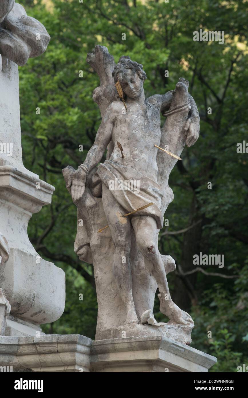 Statue en pierre de Saint Sébastien Banque D'Images