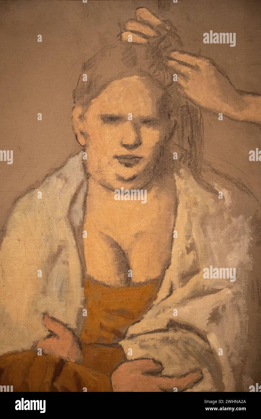 Pablow Picasso 1905 huile sur charbon sur toile appelée 'la coiffure' au Musée d'Art de Baltimore Banque D'Images