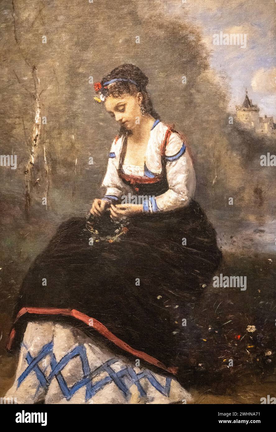 Jean-Baptiste-Camille Corot 1865-1870 huile sur toile peinture 'la Couronne des fleurs' au Musée d'Art de Baltimore Banque D'Images