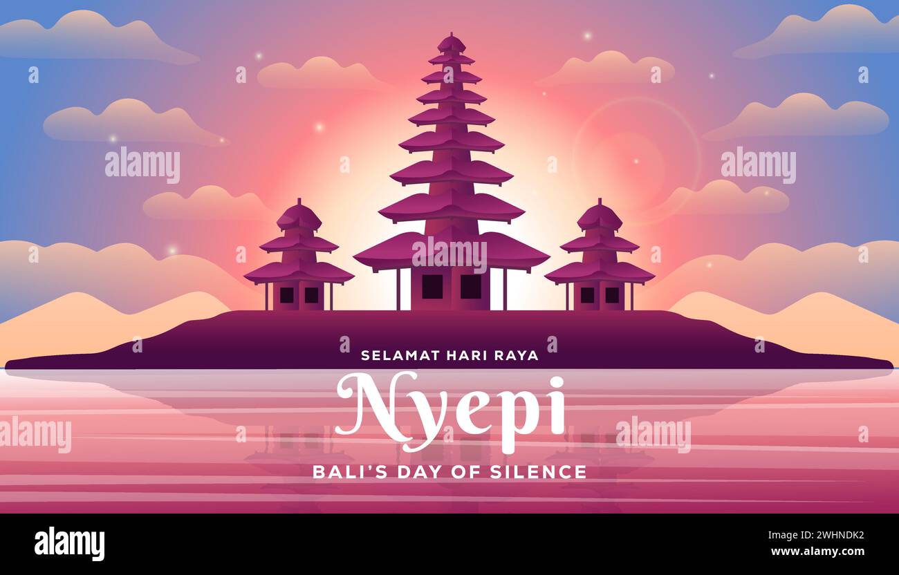 Nyepi Bali jour de silence illustration de bannière horizontale en dégradé Illustration de Vecteur